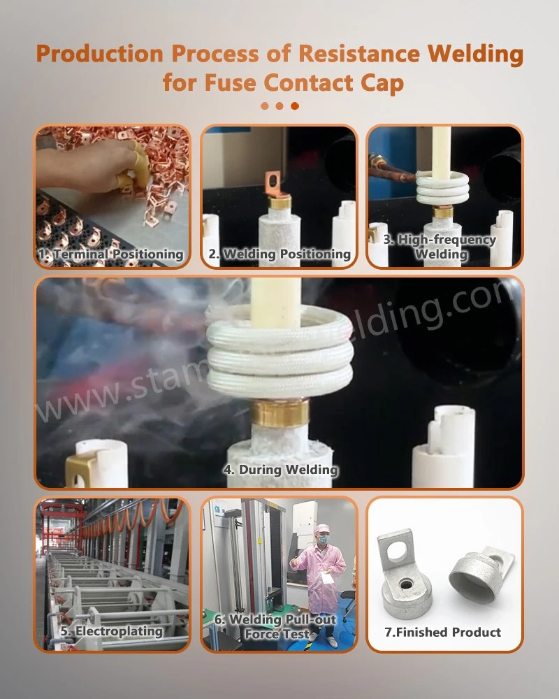 Production process of resistance welding for Copper Cap and Fuse Contact Production process of resistance welding for Copper Cap and Fuse Contact